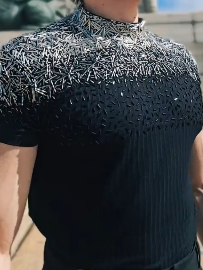 Ice Diamond Black Knit Tee