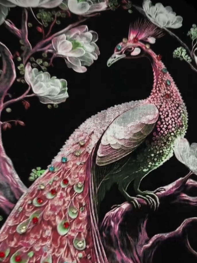 Pink Peacock Black Tee
