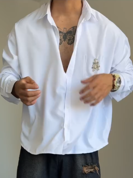 Metal Accent White Shirt