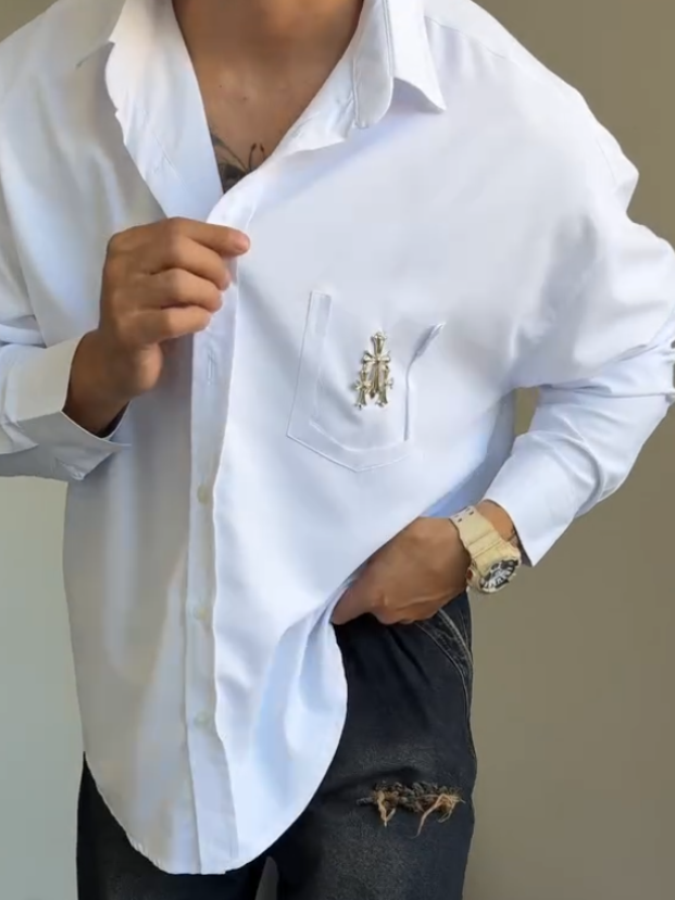 Metal Accent White Shirt