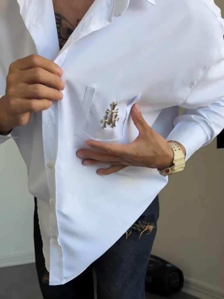 Metal Accent White Shirt
