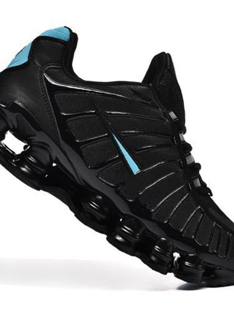 Black Platform Sneakers with Blue Logo