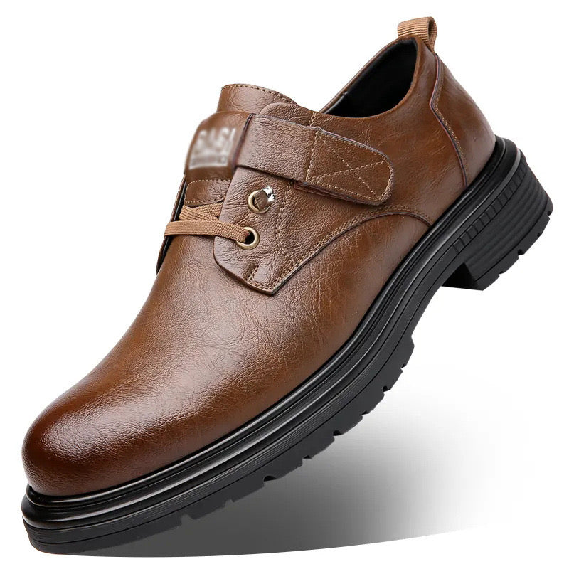Velcro men's leather shoes