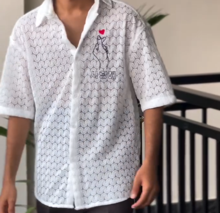 Korean feather hollow shirt