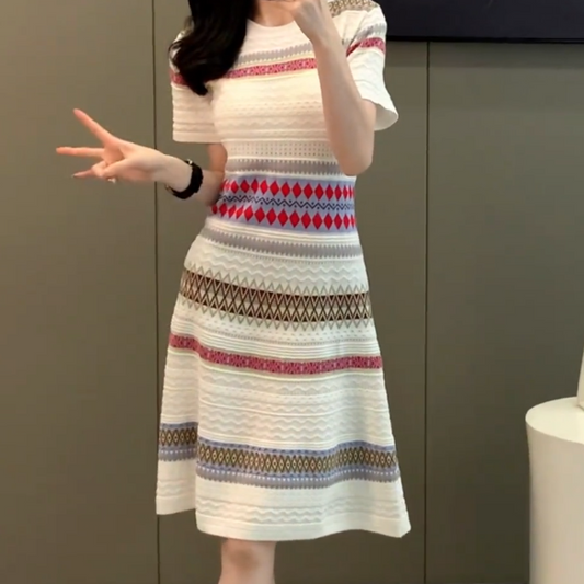 Knitted colorful fashionable dress