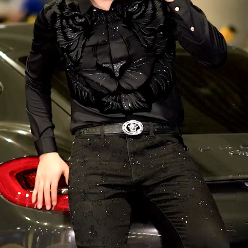 Lion Pattern Black Diamond Shirt