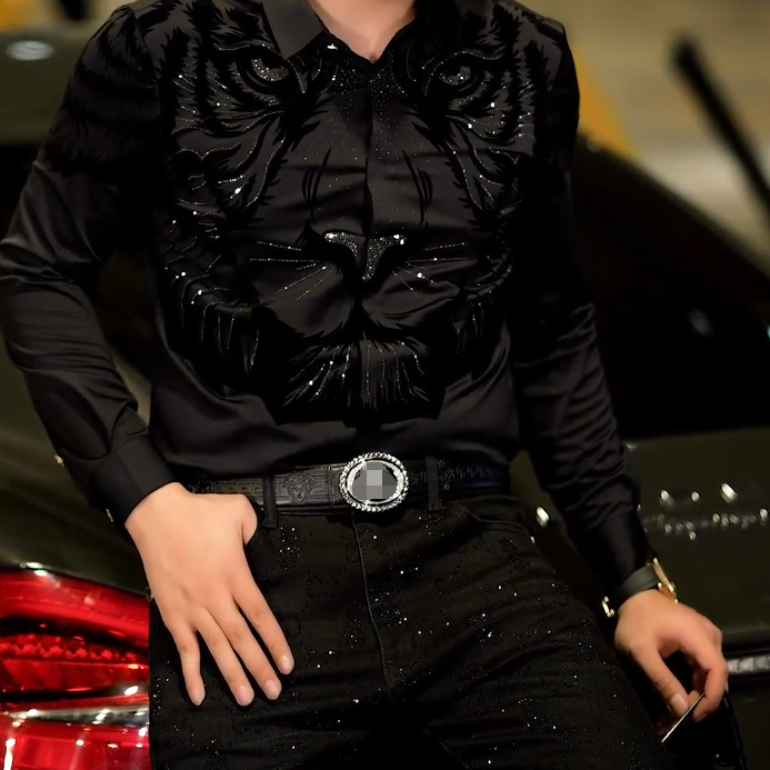 Lion Pattern Black Diamond Shirt