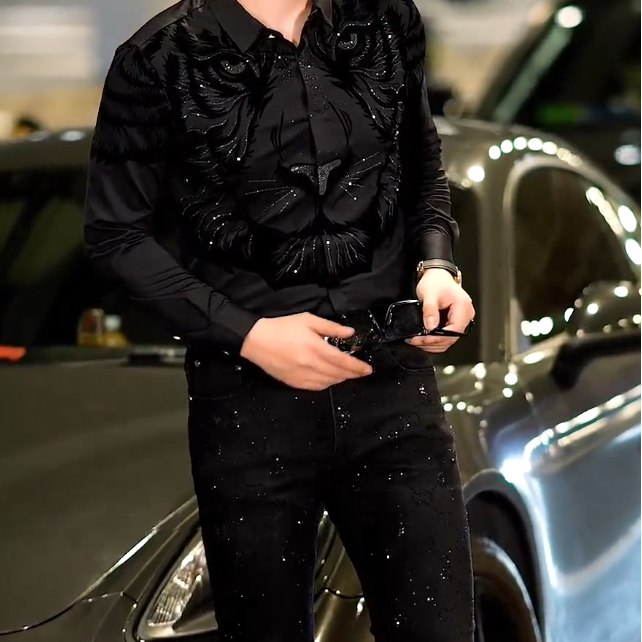 Lion Pattern Black Diamond Shirt