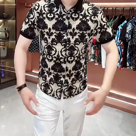 3D Iris Flower High-End Short Sleeves