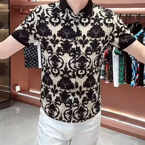 3D Iris Flower High-End Short Sleeves