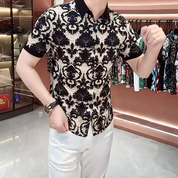 3D Iris Flower High-End Short Sleeves