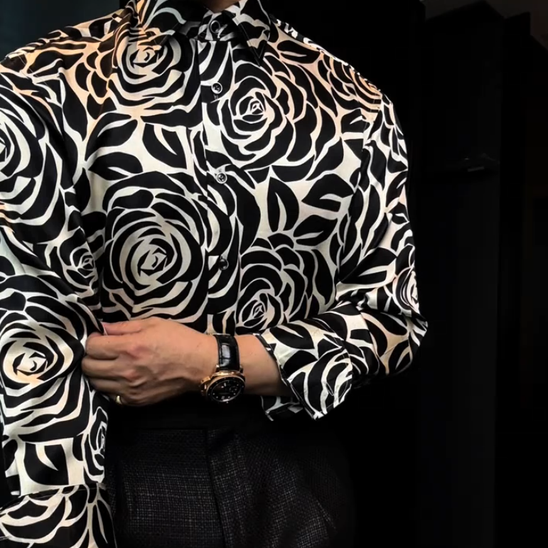 Black Rose White Men's Shirt