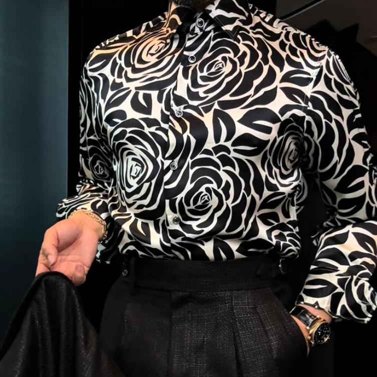 Black Rose White Men's Shirt