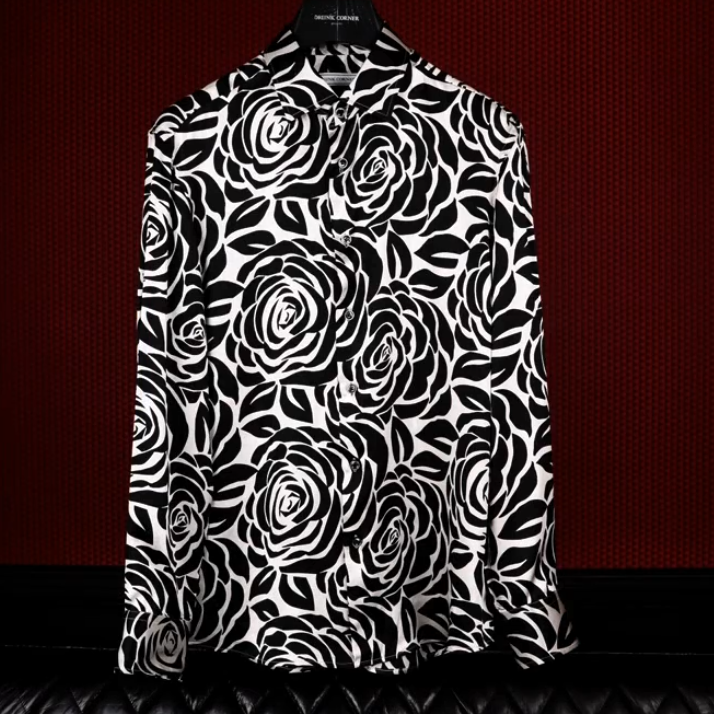Black Rose White Men's Shirt