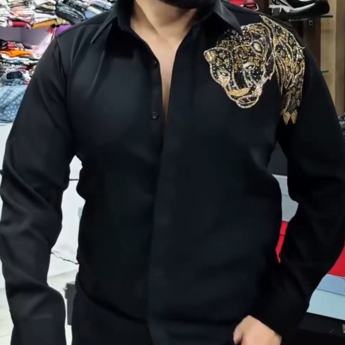 Leopard shirt on the left shoulder