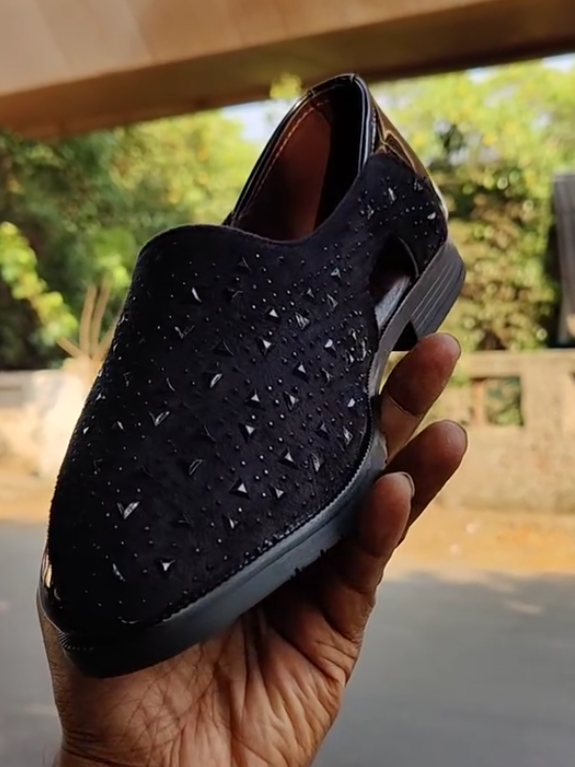 Triangle diamond men's leather shoes