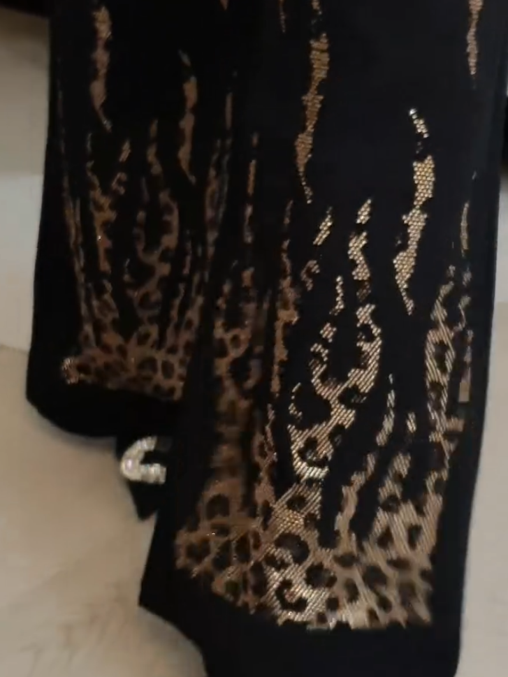 leopard print sequined pants
