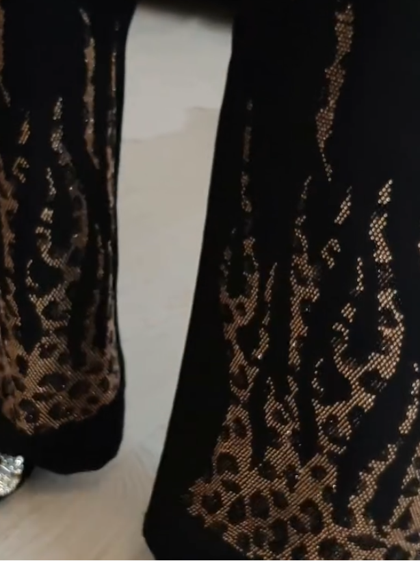 leopard print sequined pants