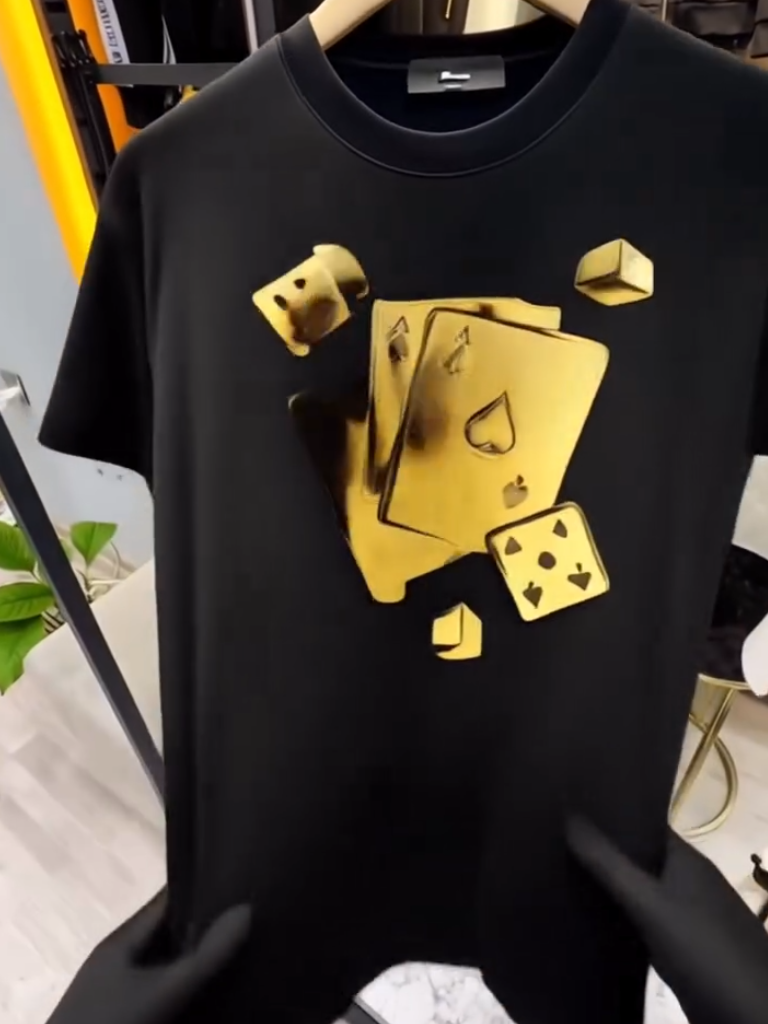 Poker print textured T-shirt