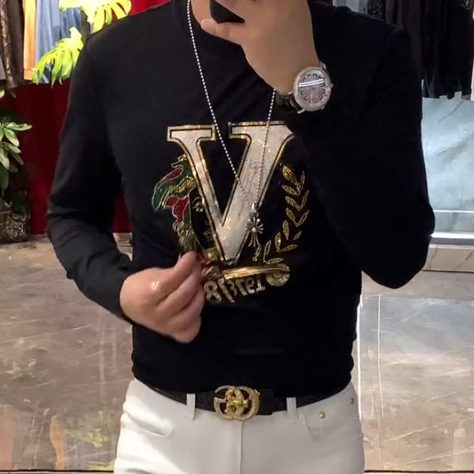 sequined long-sleeved T-shirt