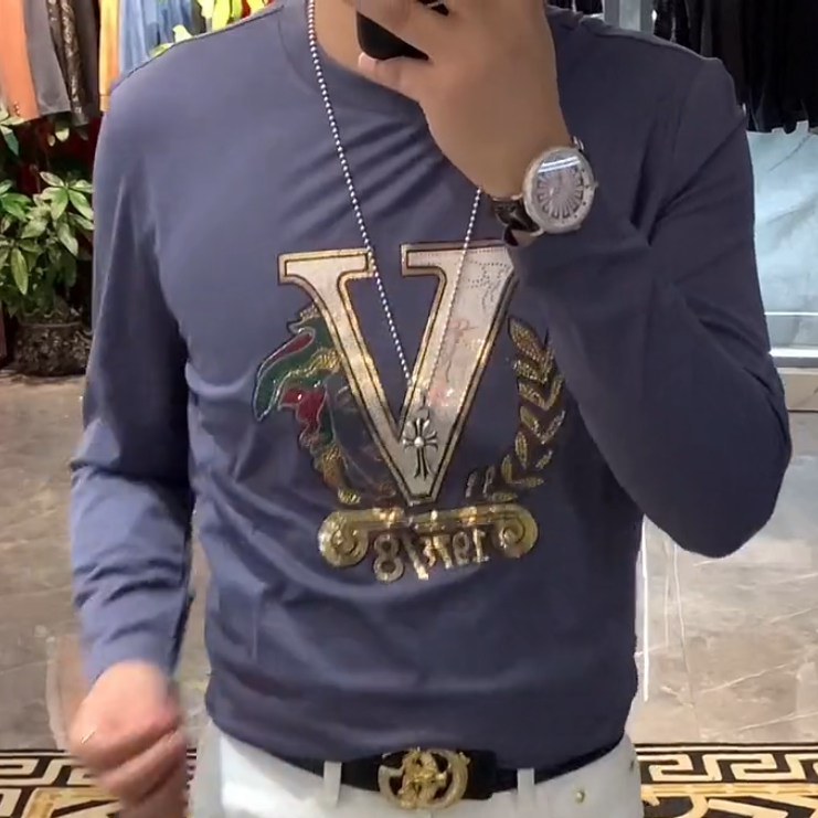 sequined long-sleeved T-shirt