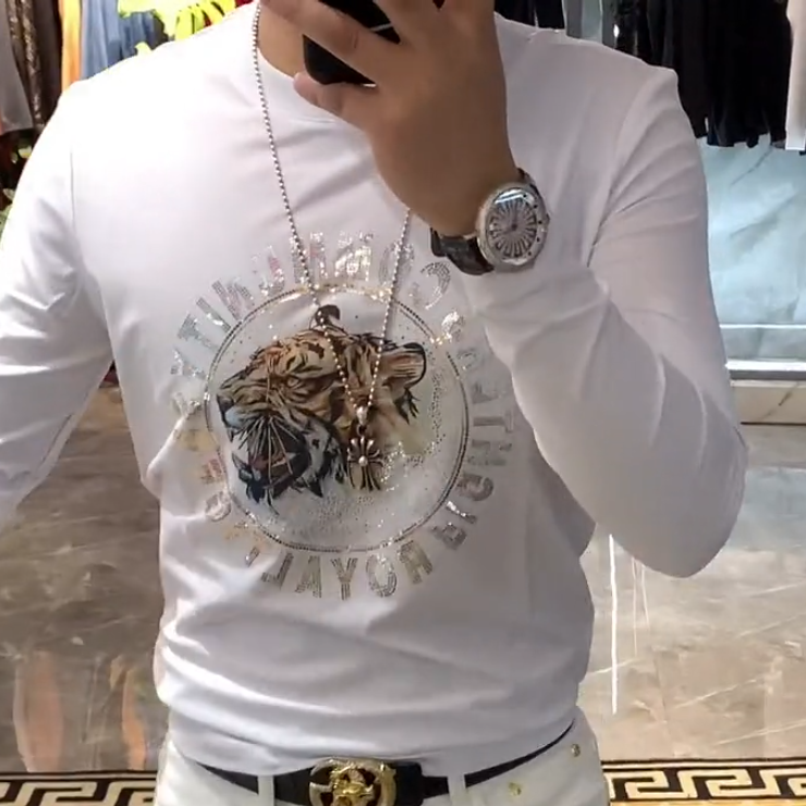 sequined long-sleeved T-shirt
