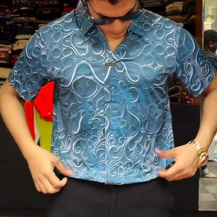 Stereoscopic floral shirt