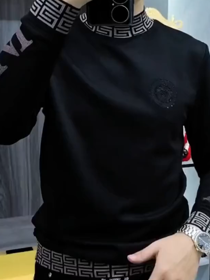 Autumn all-match pullover with trim
