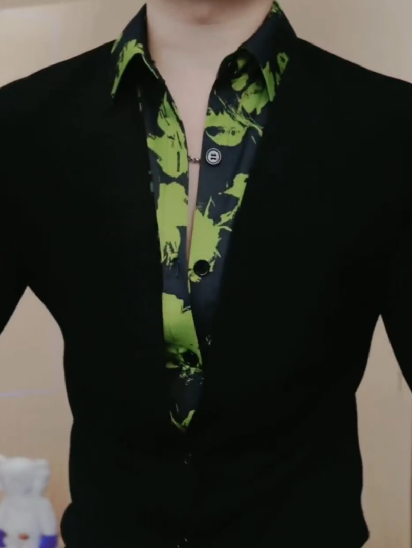 Green shirt fake two piece