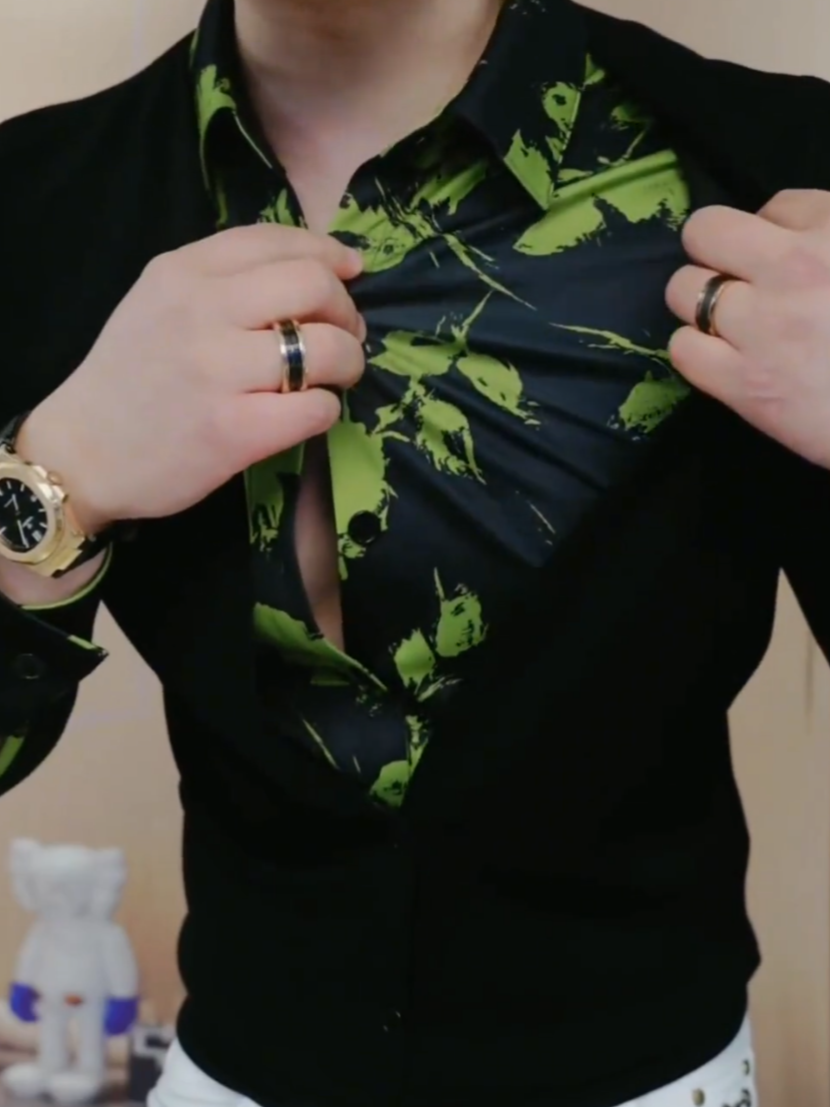 Green shirt fake two piece