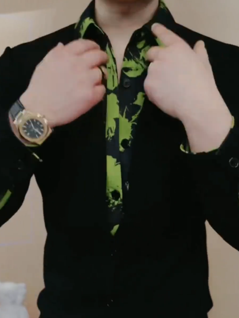 Green shirt fake two piece
