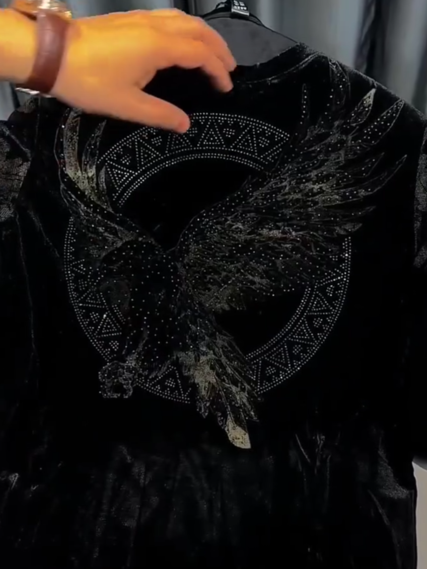 Velvet sequined pullover sweatshirt