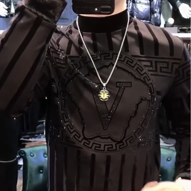 Velvet Diamond V-neck Pullover