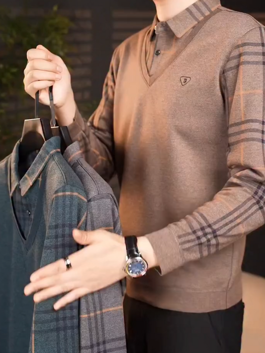Fake two-piece autumn men's clothing