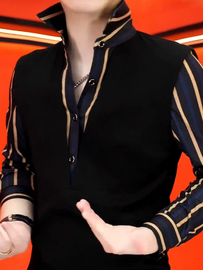 Striped Fake Two-Piece