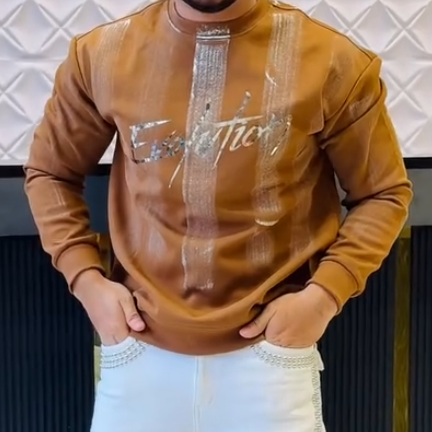 Brown Sequin Letter Hoodie