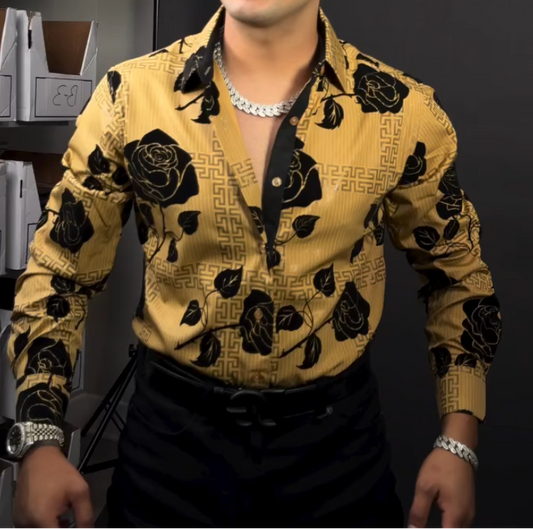 Black Rose Yellow Shirt