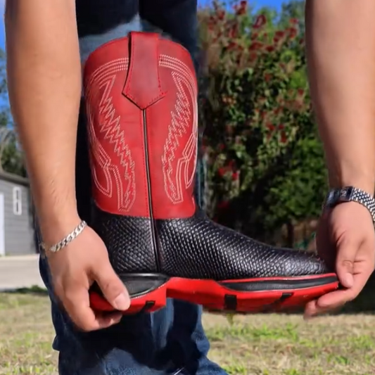 Flame Black and Red Boots